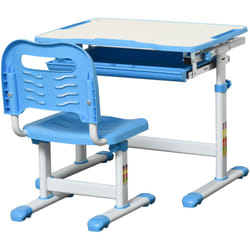 Homcom - Banchetto Scuola Inclinabile 45° con Cassetto e Sedia Altezza Regolabile