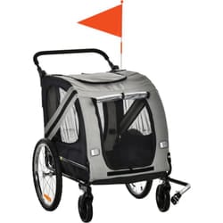 Pawhut - Carrello per Cani e Rimorchio Bici 2 in 1 con Ingresso a Cerniera e Ruote