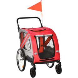 Pawhut - Carrello per Cani e Rimorchio Bici 2 in 1 con Ingresso a Cerniera e Ruote