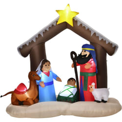Homcom - Presepe Natalizio Gonfiabile 183cm per Esterno con 5 Luci e Gonfiatore