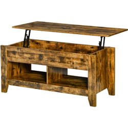 Tavolino Salotto con Vano Contenitore Piano Sollevabile in Legno Marrone - Homcom