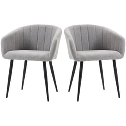 Set 2 Sedie Moderne Imbottite con Rivestimento Effetto Lino Grigio Chiaro - Homcom