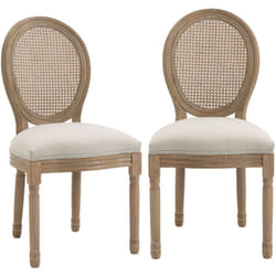 Set 2 Sedie Salotto Vintage con Schienale Traforato in Legno e Tessuto - Homcom