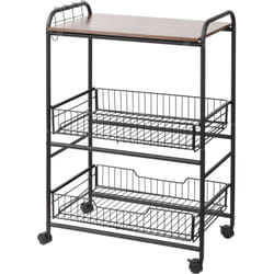 HOMCOM Carrello Portavivande da Cucina Stile Industriale 2 Cestini e 4 Ganci