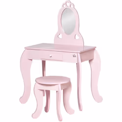 Descrizione: Il set toeletta tavolo trucco con sgabello abbinato e specchio per bambini è il regalo ideale per i piccoli aman ...