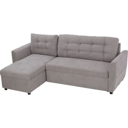 Homcom - Divano Letto 3 Posti e Chaise Longue Contenitore in Tessuto Grigio