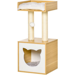 Casetta per Gatti con Pali Tiragraffi in Sisal, 35x35x81cm - Pawhut