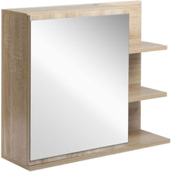 Kleankin - Mobile Specchiera Bagno Armadietto Pensile con Anta e Ripiani in Legno