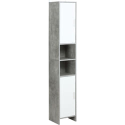 Mobile Colonna Bagno Salvaspazio con Armadietti e Vani Aperti Grigio - Kleankin