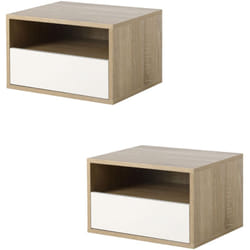 Homcom - Set 2 Comodini Sospesi con Cassetto e Ripiano Aperto 45x35x27.5cm