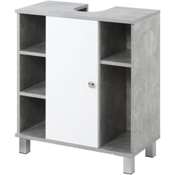 Kleankin - Mobiletto Sottolavandino 6 Ripiani in Legno 60x30x68cm Bianco Grigio