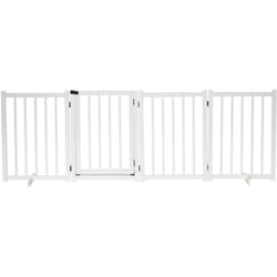 Pawhut - Freestanding Pet Gate w/ 2 Support Feet for Doorways Stairs White