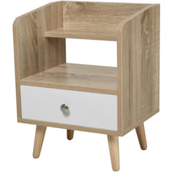 Homcom - Comodino Salvaspazio in Legno con Cassetto e Mensola 37x30x48cm