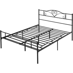 Letto Matrimoniale 160x200cm in Acciaio con Doghe Integrate e Testiera - Homcom