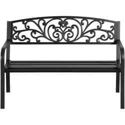 Panchina da Giardino e da Esterno in Metallo 127x60x87cm Nero - Outsunny