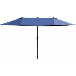 Outsunny - Ombrellone da Giardino Doppio con Apertura a Manovella Blu