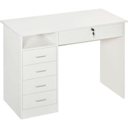 Homcom - Scrivania per Computer in Legno con 5 Cassetti 110x50x76cm Bianco