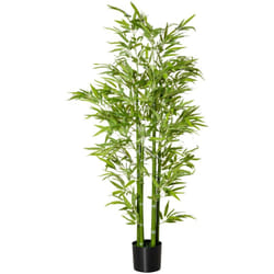 Homcom - Pianta Finta di Bambù Alta 150cm per Interno ed Esterno con Vaso Nero