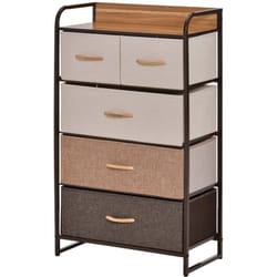 Mobile Cassettiera 5 Cassetti Pieghevoli in Metallo e mdf 58x29x99cm - Homcom