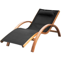 Outsunny Lettino Prendisole Chaise Longue con Poggiatesta Legno