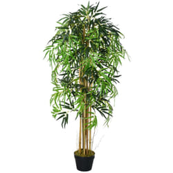 Outsunny - Pianta Finta di Bambù Alta 150cm per Interno ed Esterno con Vaso Nero