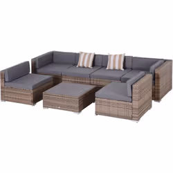 Descrizione: Porta stile ed eleganza nei tuoi spazi all'aperto con il set da giardino in rattan Outsunny. Composto da 7 pezzi ...