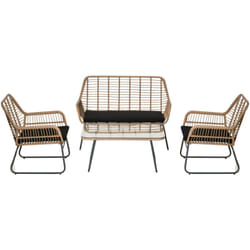 Outsunny - Set da Giardino 4 Pezzi Rattan pe con 2 Poltrone Divano Tavolino Boho