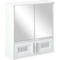 Kleankin - Armadietto Pensile da Parete con Antine a Specchio 55x17.5x60cm Bianco