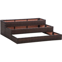 Outsunny - Letto per Orto Rialzato a 3 Livelli in Rattan Senza Fondo