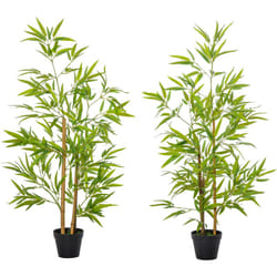 Outsunny - Set 2 Piante di Bambù Artificiali da 120cm Decorazione per Casa Ufficio