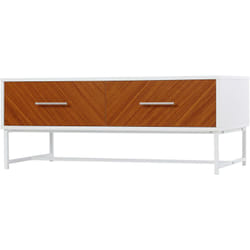 Homcom - Tavolino Basso in Legno e Metallo con 2 Cassetti e Mensola 100x50x40cm