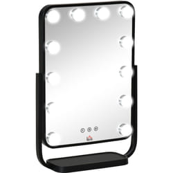Homcom - Specchio per Trucco con 12 Luci led Luminosità Regolabile Inclinabile