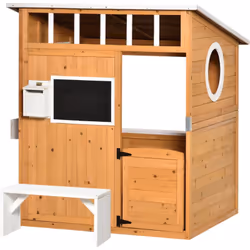 Descrizione: I bambini ameranno giocare con la casetta di legno Outsunny. Potrai lasciarli giocare in sicurezza coi loro amic ...
