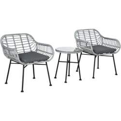 Outsunny - Set Mobili da Giardino in Rattan pe con 2 Sedie e Tavolino