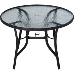 Outsunny Tavolo da Giardino Rotondo Foro per Ombrellone Ф106.5cm