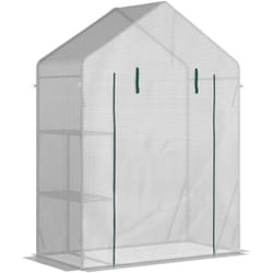 Outsunny - Serra da Giardino Copertura pe 2 Scaffali Porta Avvolgibile