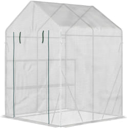 Outsunny Serra da Giardino Copertura PE 2 Scaffali Porta Avvolgibile