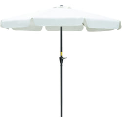 Outsunny Ombrellone Rotondo da Esterno Ø2.7x2.5 m con Palo Centrale Beige