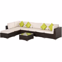 Descrizione: Rilassati all'aperto in compagnia e accomodati nel tuo nuovo salotto da giardino Outsunny. Realizzato in rattan  ...