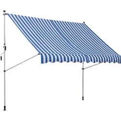 Tenda da Sole 3x1.5m Telescopica a Parete Avvolgibile Bianco e Blu - Outsunny