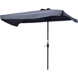 Outsunny - Ombrellone Semicircolare da Parete in Metallo e Poliestere