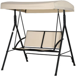 Outsunny - Dondolo a 2 Posti da Giardino con Tettuccio Regolabile Beige