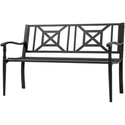 Outsunny - Panchina per Esterni Nera in Acciaio per 2 Persone Design Elegante