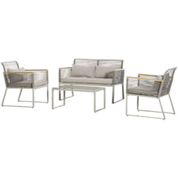 Outsunny Set di Mobili da Giardino 4 Pezzi Sedie Divanetto Tavolino