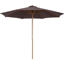Outsunny - Ombrellone da Giardino Φ3m in Poliestere Legno 8 Stecche