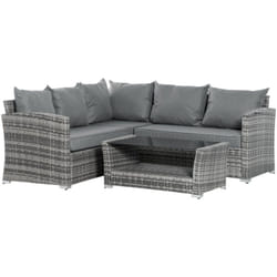 Outsunny - Salotto da Giardino Rattan pe 4 Pz Divano Angolare e Tavolino