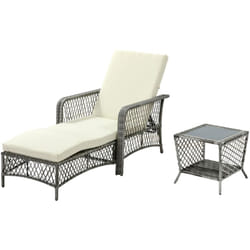 Outsunny - Set da Giardino 2 Pz con Sdraio da Giardino e Tavolino a 2 Livelli