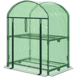 Outsunny - Mini Serra da Giardino con 2 Ripiani in Metallo Copertura pe