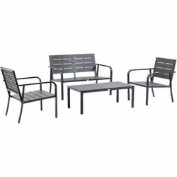 Descrizione: Rallegra il tuo cortile con il nostro salotto da giardino in 4 pezzi Outsunny: panchina, poltrone e tavolino for ...