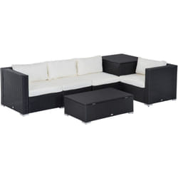 Outsunny - Set da Giardino 6 Pezzi 4 Poltrone e 2 Tavolini in Metallo